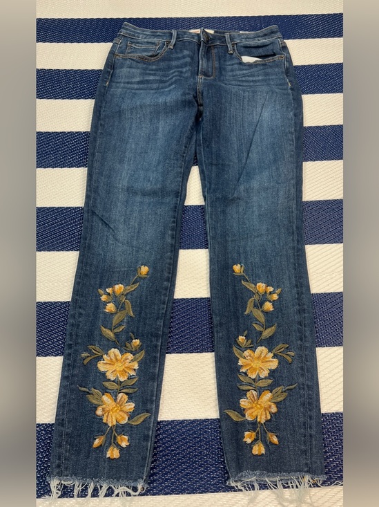 DRIFTWOOD Denim - DRIFTWOOD Women’s Embroidered Floral Cropped Jeans Frayed Hem 29